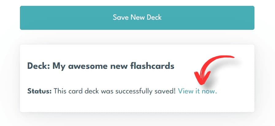 A successfully created deck